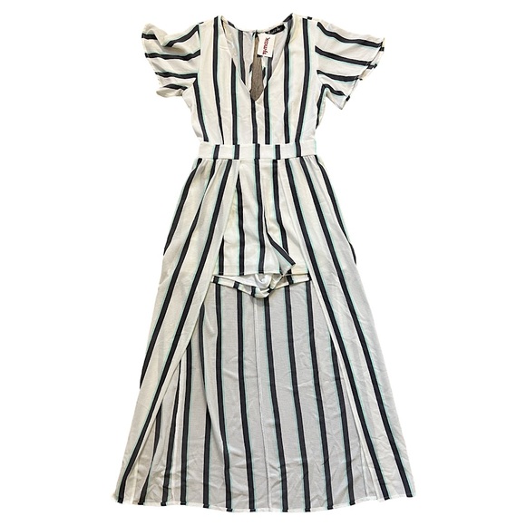 Crystal Sky Pants - Crystal Skye Shorts Romper With Cape Women’s Size 13 NWT White and Blue Stripes